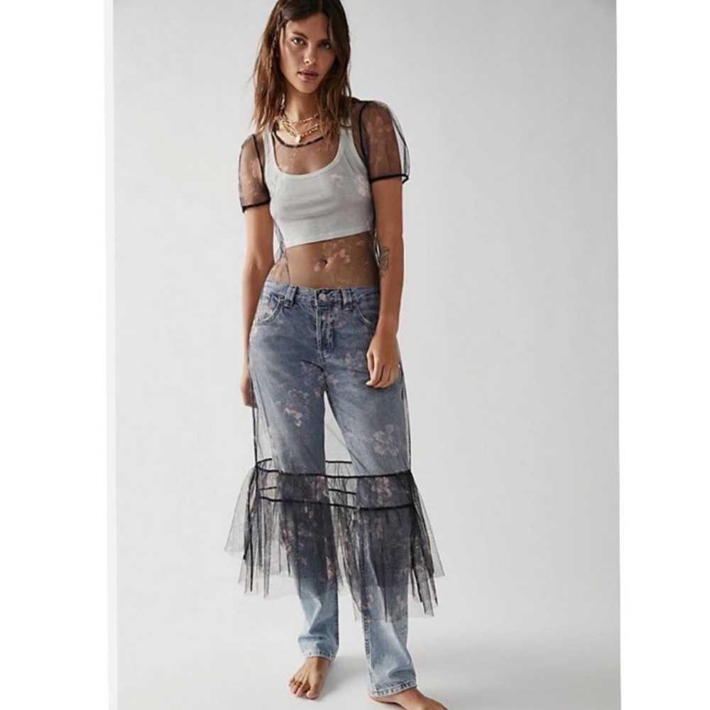 Free People Printed Sheer Midi Slip
